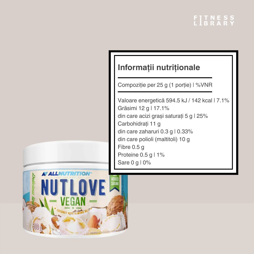 Cremă vegană Nutlove cocos & migdale: răsfăț exotic, fără remușcări. Hrană și desfătare pură.