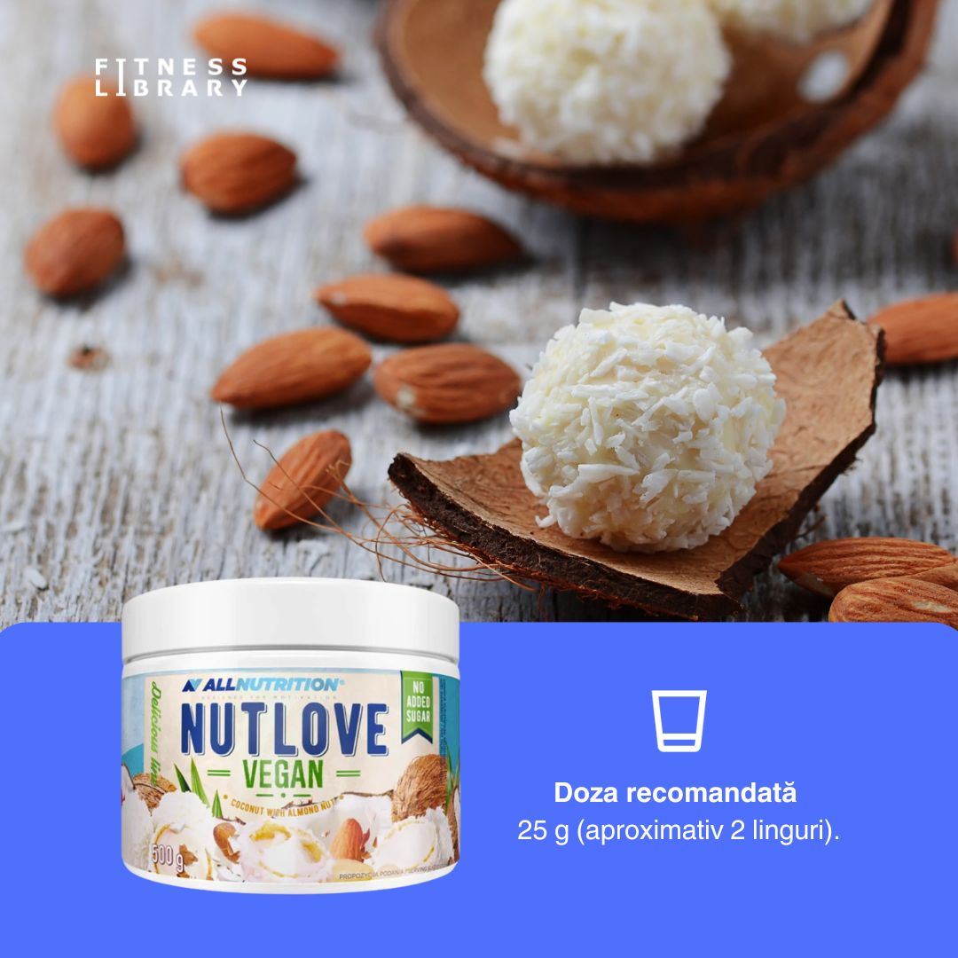 Gust divin de cocos și migdale crocante. Crema vegană Nutlove, desert sănătos fără compromisuri.