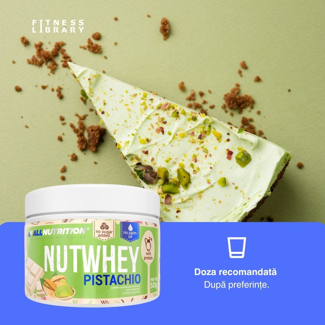 Cremă proteică NutWhey Pistachio: Sculptează-ți silueta și atinge-ți obiectivele de wellness.