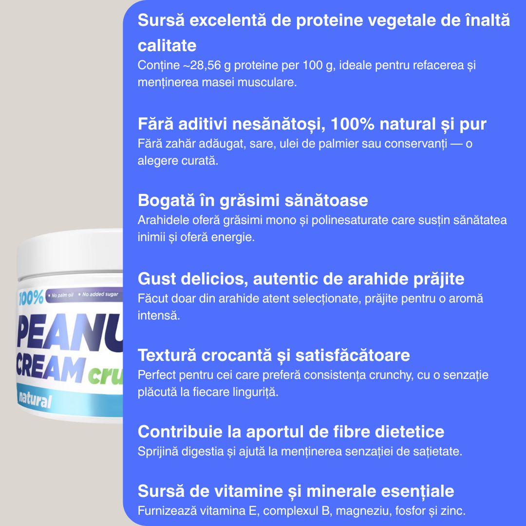 Energie pură din arahide selectate. Cremă crocantă ALLNUTRITION: proteine și vitalitate pentru o viață activă. Gust autentic, textură perfectă.