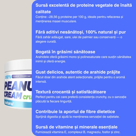 Energie pură din arahide selectate. Cremă crocantă ALLNUTRITION: proteine și vitalitate pentru o viață activă. Gust autentic, textură perfectă.