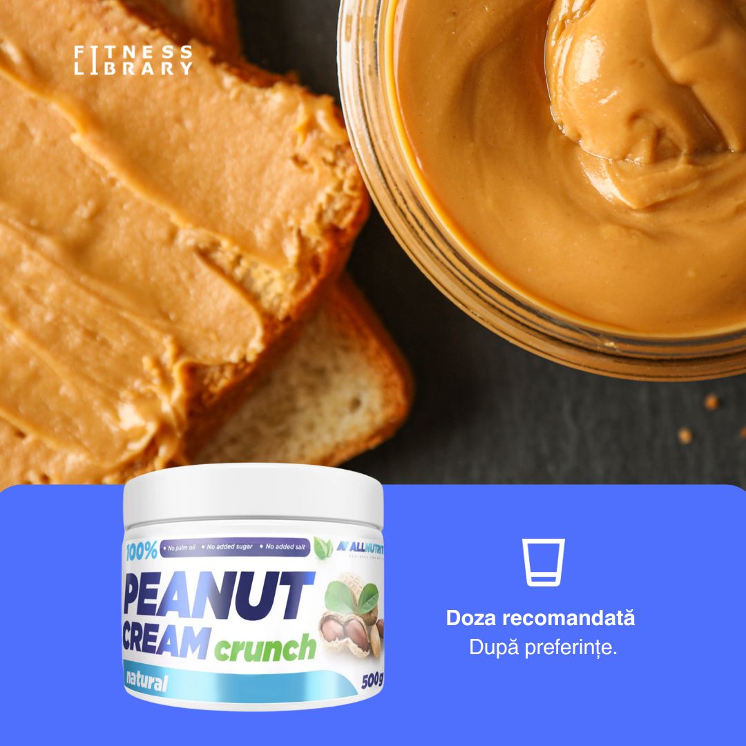 Energie pură și gust autentic cu crema de arahide crocantă ALLNUTRITION. Devino mai puternic și mai vibrant!