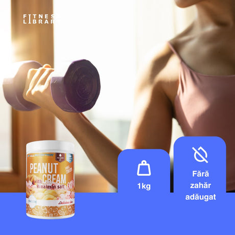 Energie susținută & mușchi puternici! Unt de arahide 100% natural, bogat în proteine și fără zahăr adăugat.