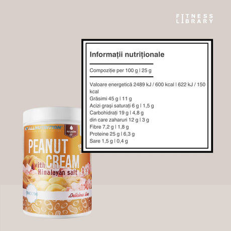 Energie susținută & mușchi puternici.  Unt de arahide 100% natural, fără zahăr adăugat.