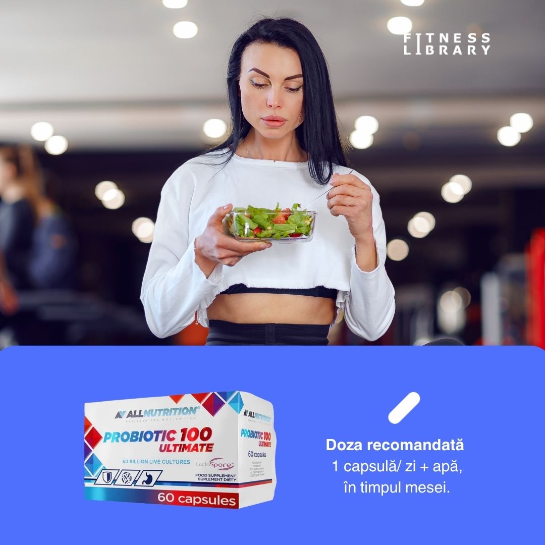 Probiotic 100 Ultimate: 60 mld culturi active/capsulă. Digestie optimă, vitalitate radiantă.