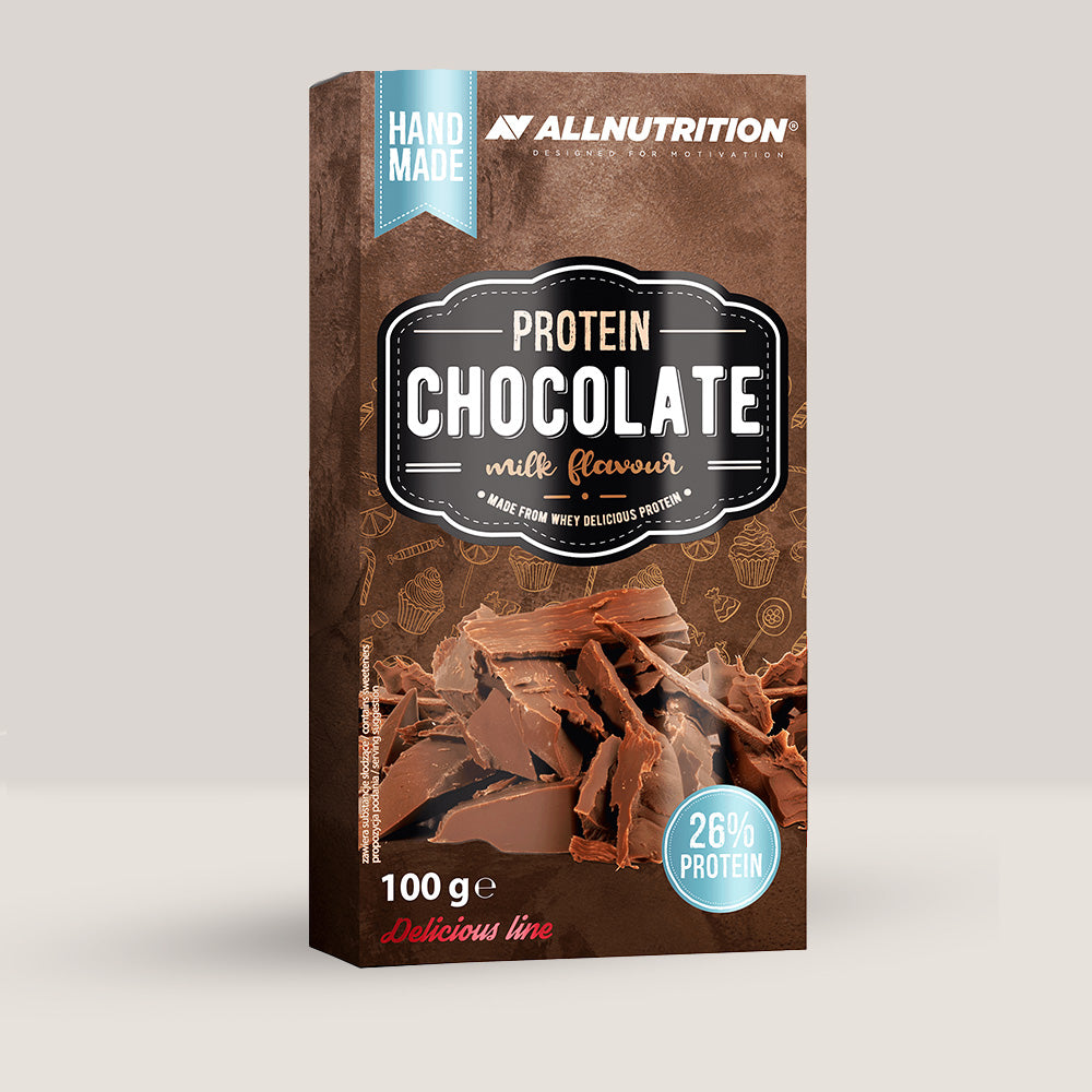 Imagine cu ciocolata proteică Protein Chocolate cu lapte de la ALLNUTRITION, 100g.
