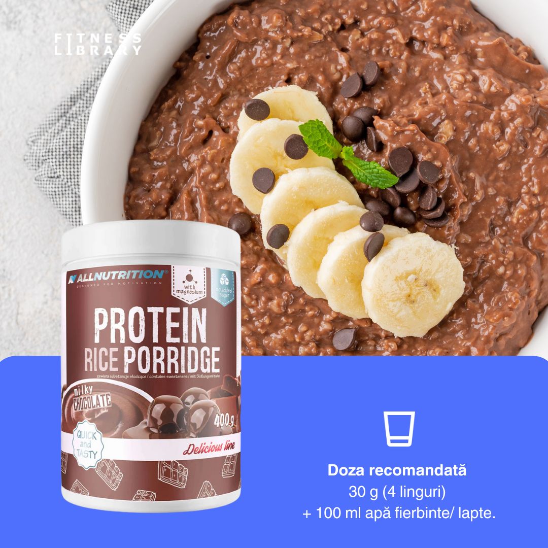 Regenerare delicată cu terci proteic de orez ALLNUTRITION. Proteine din zer și magneziu pentru mușchi hrăniți și energie post-antrenament.