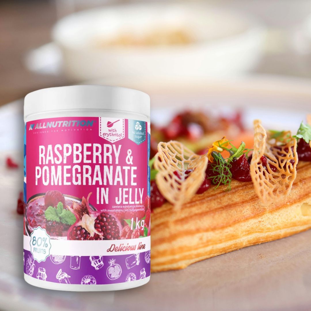 Gem zmeură și rodie, 80% fructe, fără zahăr adăugat. Savurează aroma intensă, fără compromisuri!