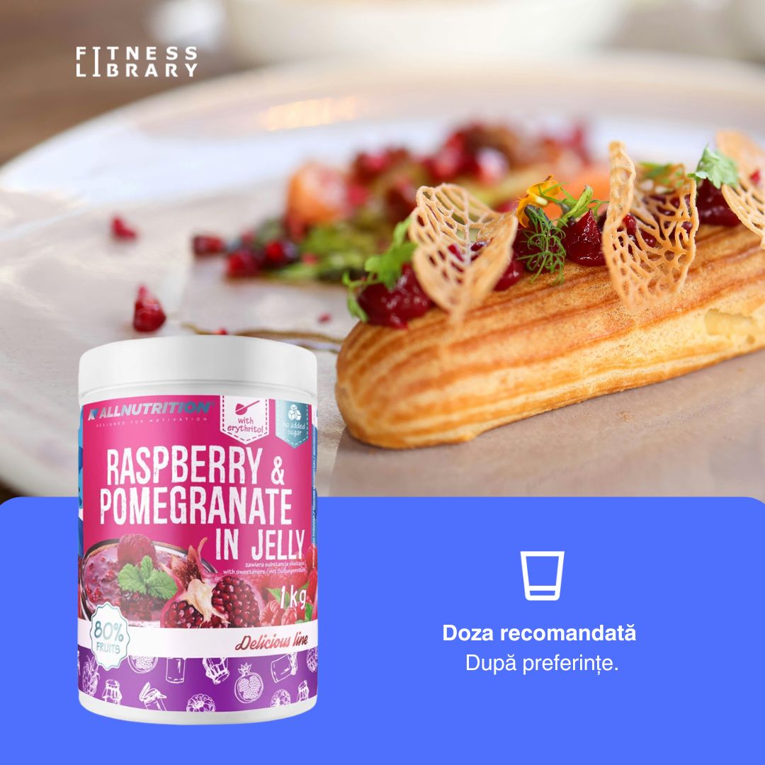 Gem zmeură & rodie, 80% fructe, fără zahăr adăugat. Răsfăț nobil pentru un stil de viață echilibrat. #AllNutrition #WellnessDeLux