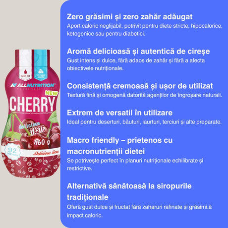 Gust divin de cireșe, zero calorii. Răsfață-te fără regrete! #allnutrition #luxwellness #indulgențăfărăvinovăție