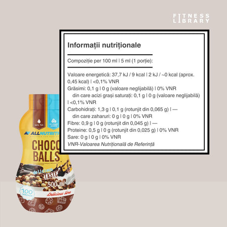 Ciocolată decadentă, fără zahăr și calorii? Sosul Choco Balls ALLNUTRITION: gust autentic, siluetă perfectă.