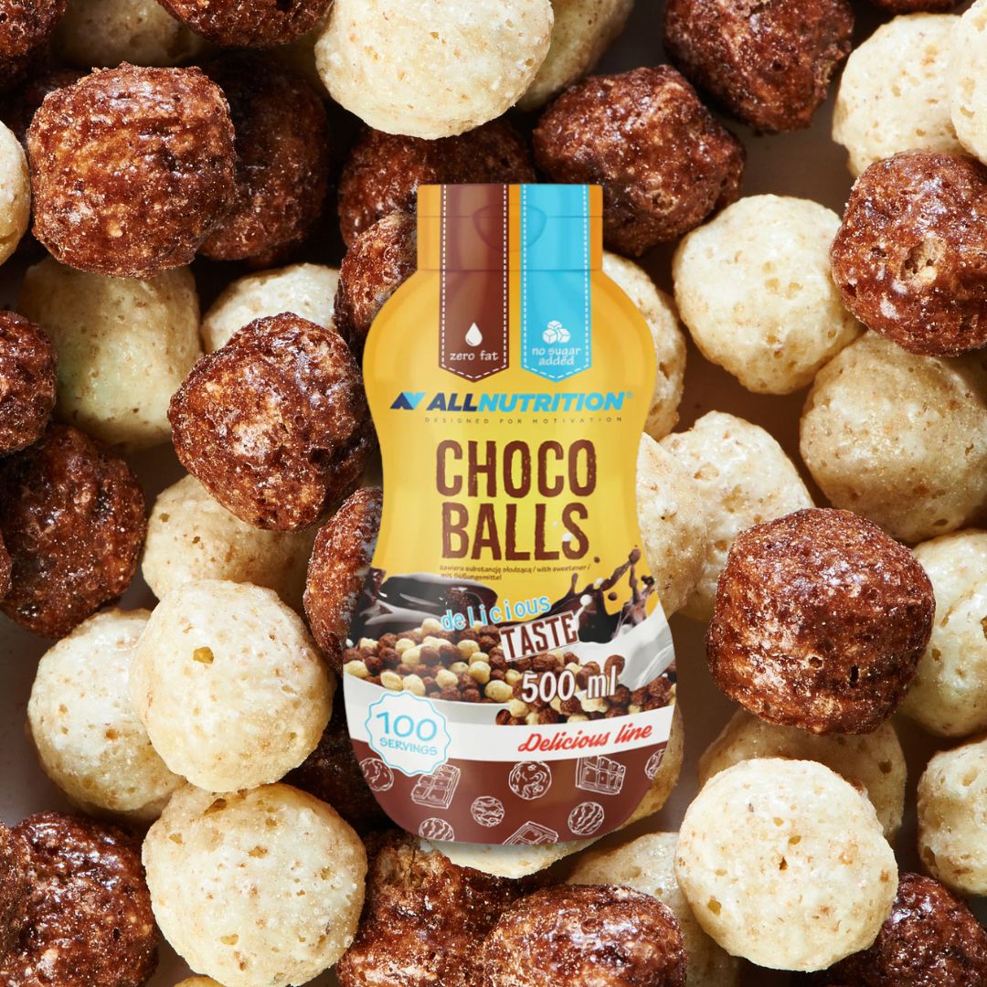 Răsfăț decadent fără calorii. Sos Choco Balls AllNutrition - aromă intensă de ciocolată, fără zahăr.