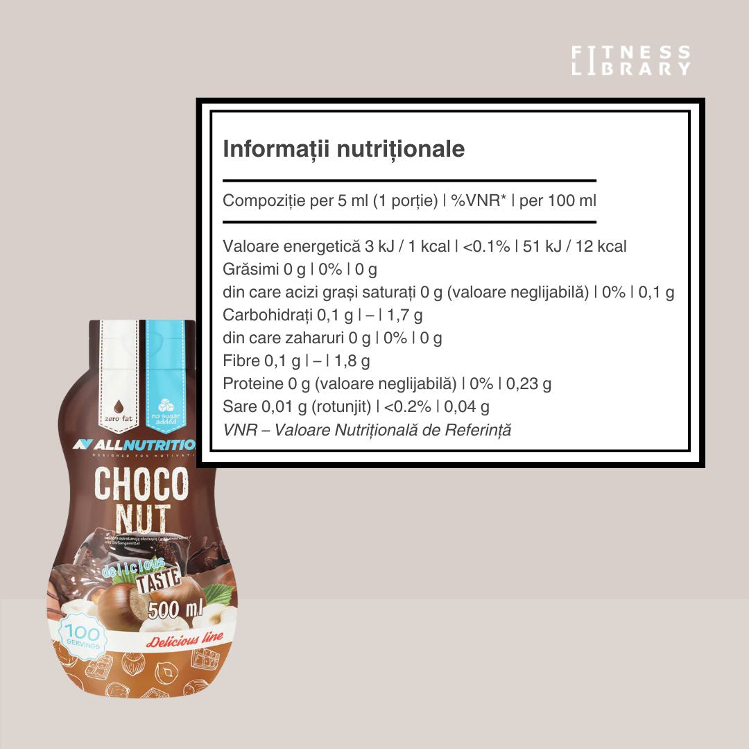 Sos ALLNUTRITION: Ciocolată și alune decadentă, zero zahăr, aproape zero calorii. Răsfăț fără remușcări!