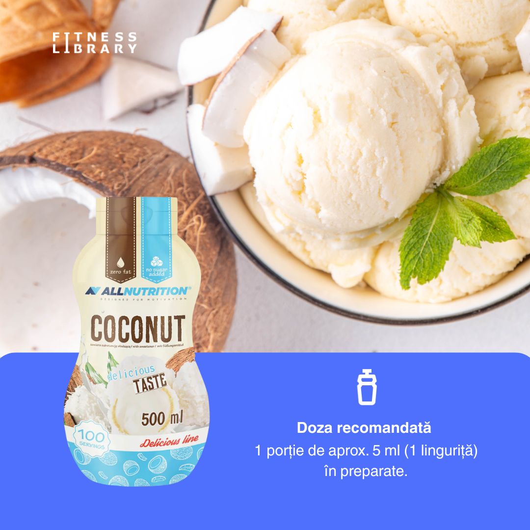 Răsfăț dulce, gust exotic de cocos, fără vinovăție. 100 de porții de pură indulgență. #AllNutrition #SweetSauce #Coconut #Wellness #Luxury