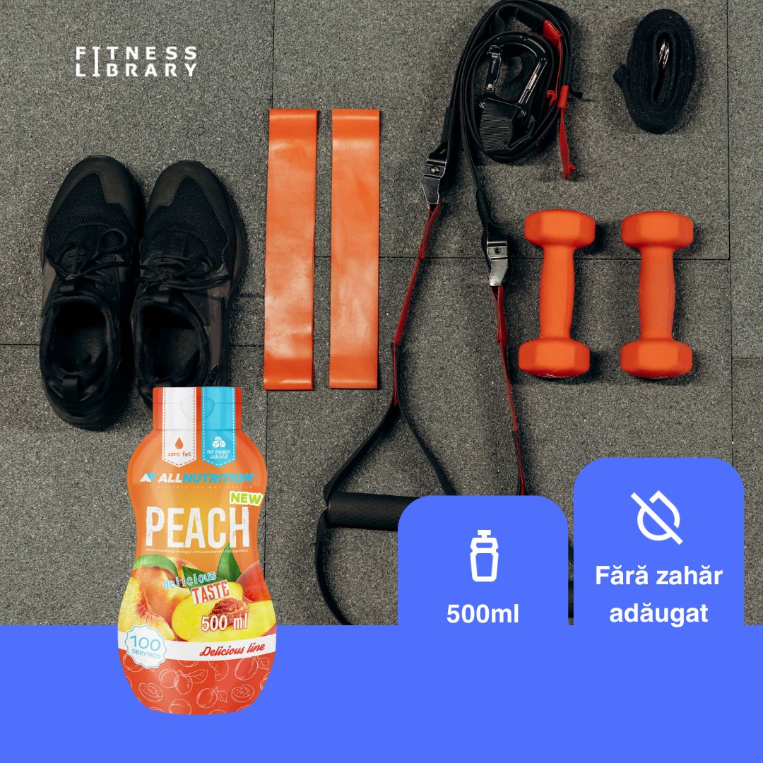 Răsfăț fără calorii! Sos dulce de piersică ALLNUTRITION - gust decadent pentru mic dejun, desert sau gustare. Savurează dulceața piersicii și un stil de viață sănătos.