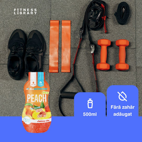 Răsfăț fără calorii! Sos dulce de piersică ALLNUTRITION - gust decadent pentru mic dejun, desert sau gustare. Savurează dulceața piersicii și un stil de viață sănătos.