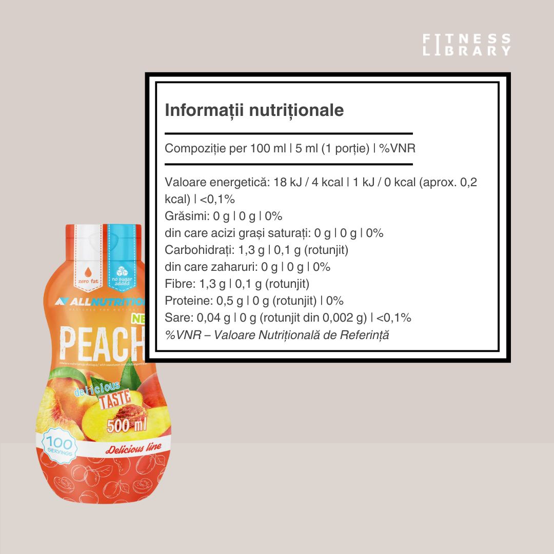 Savoare de piersică coaptă, zero calorii, zero zahăr. ALLNUTRITION: Deserturi decadente, viață echilibrată.