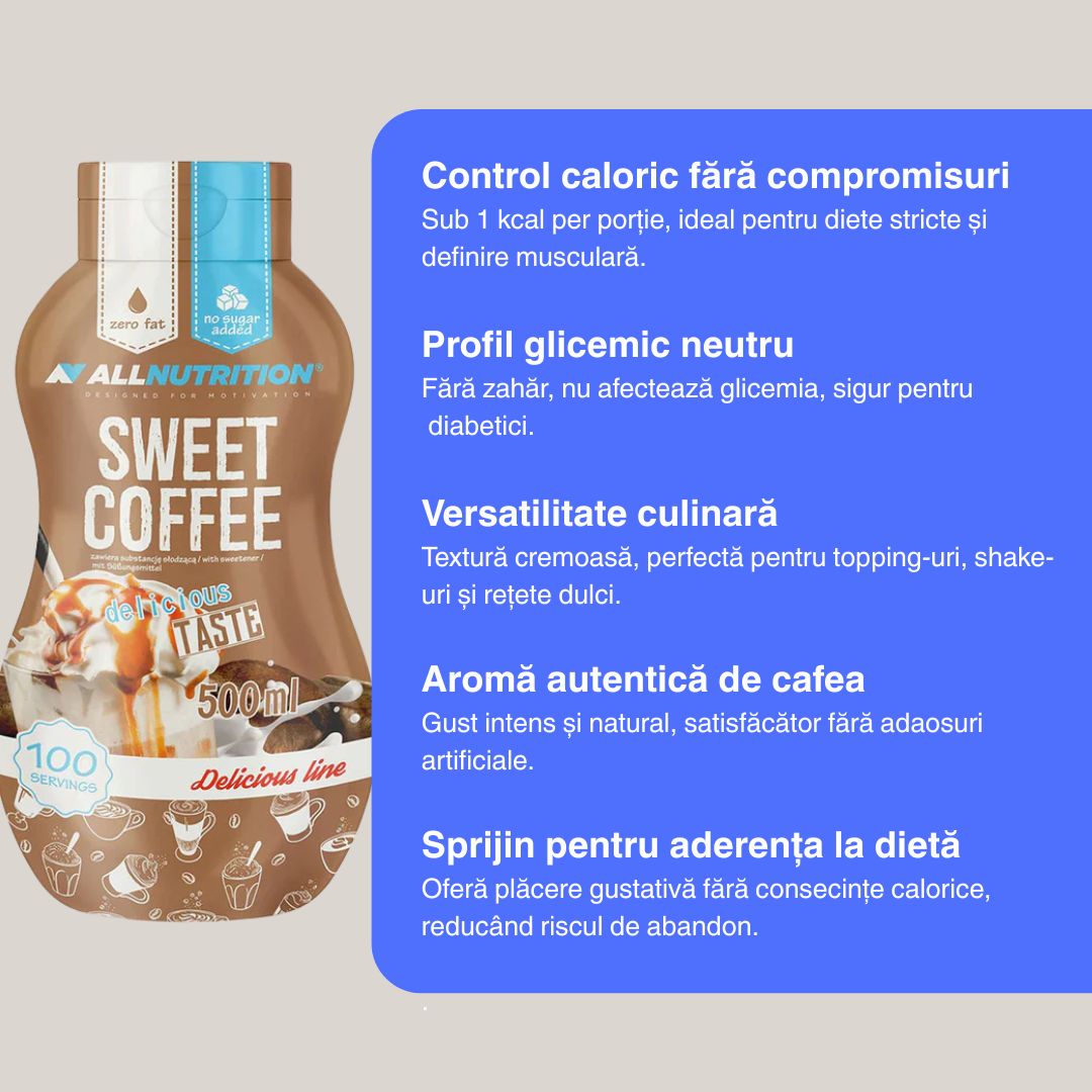 Savurează aroma intensă de cafea a sosului ALLNUTRITION. 100 de porții de plăcere fără remușcări, pentru o siluetă perfectă.