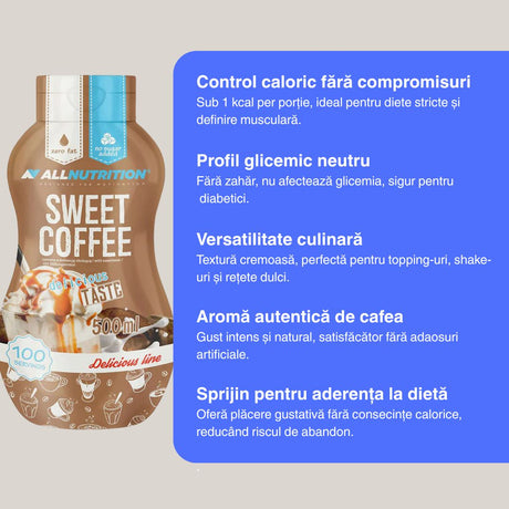 Savurează aroma intensă de cafea a sosului ALLNUTRITION. 100 de porții de plăcere fără remușcări, pentru o siluetă perfectă.