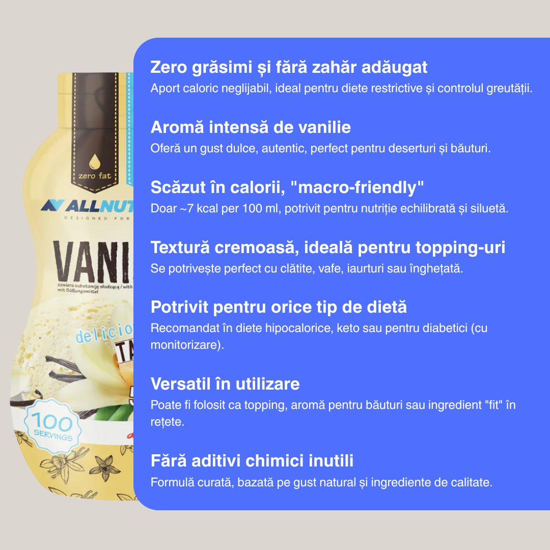 Savoare de vanilie fără zahăr și grăsimi. Răsfăț dulce cu sosul Sweet Sauce de la AllNutrition.
