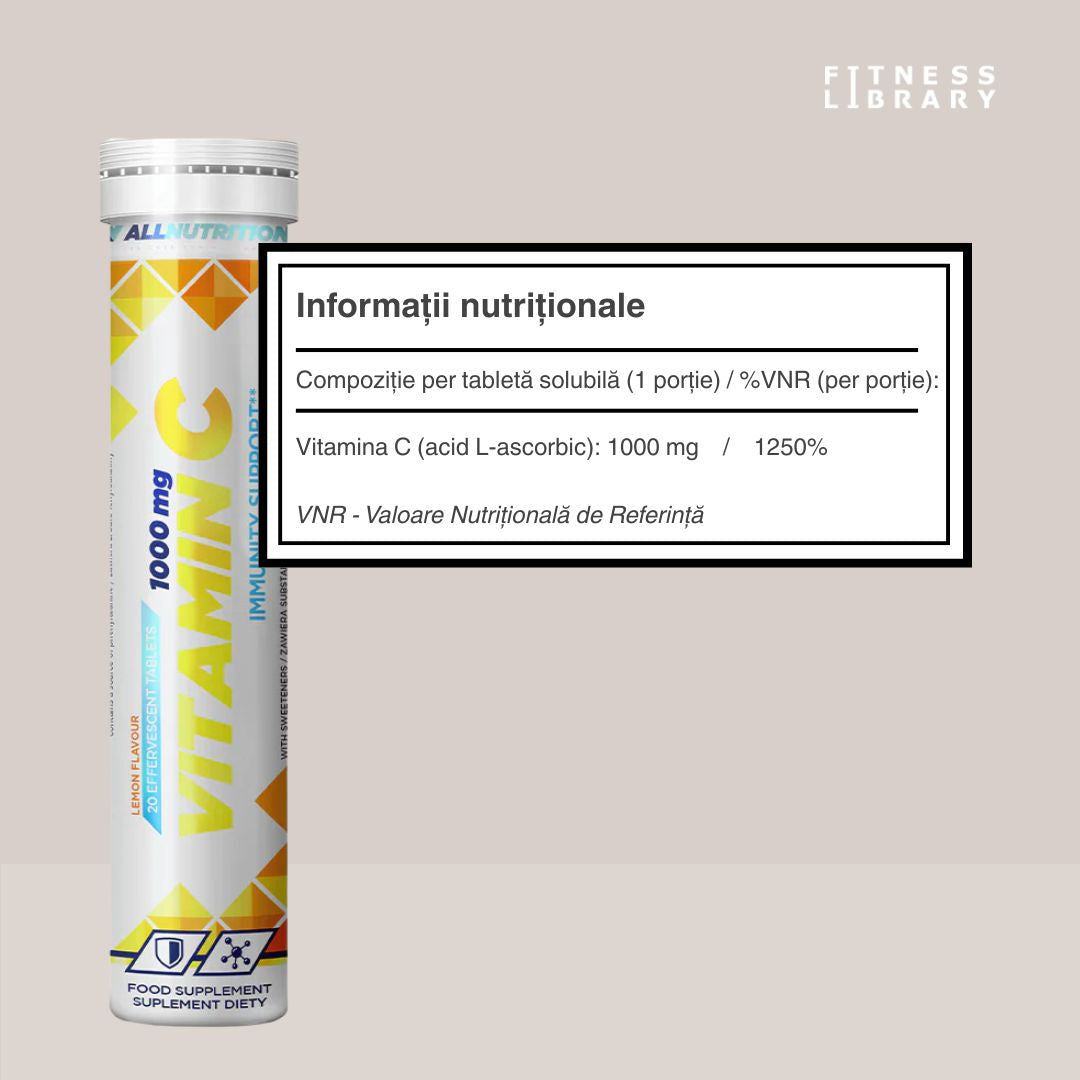 Imunitate puternică și energie debordantă cu Vitamina C 1000mg ALLNUTRITION.