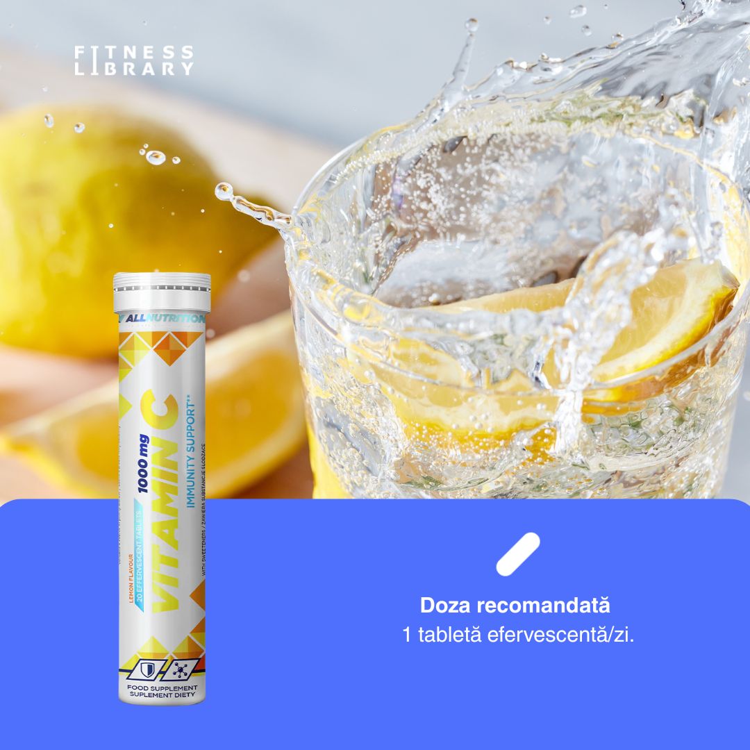 Imunitate puternică și energie cu Vitamina C 1000mg ALLNUTRITION. Revigorează-te zilnic!