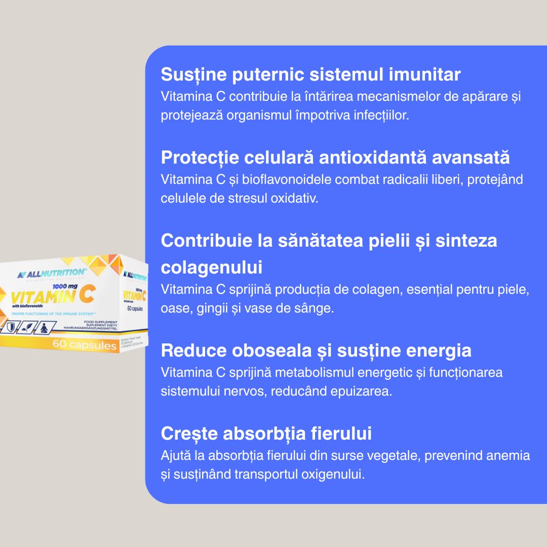 Vitamina C Allnutrition. Imunitate puternică, energie vibrantă, strălucire radiantă.