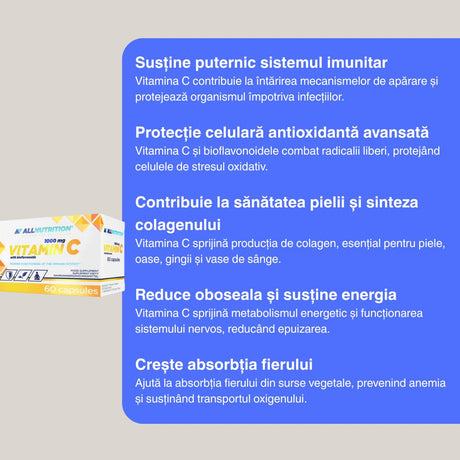 Vitamina C Allnutrition. Imunitate puternică, energie vibrantă, strălucire radiantă.
