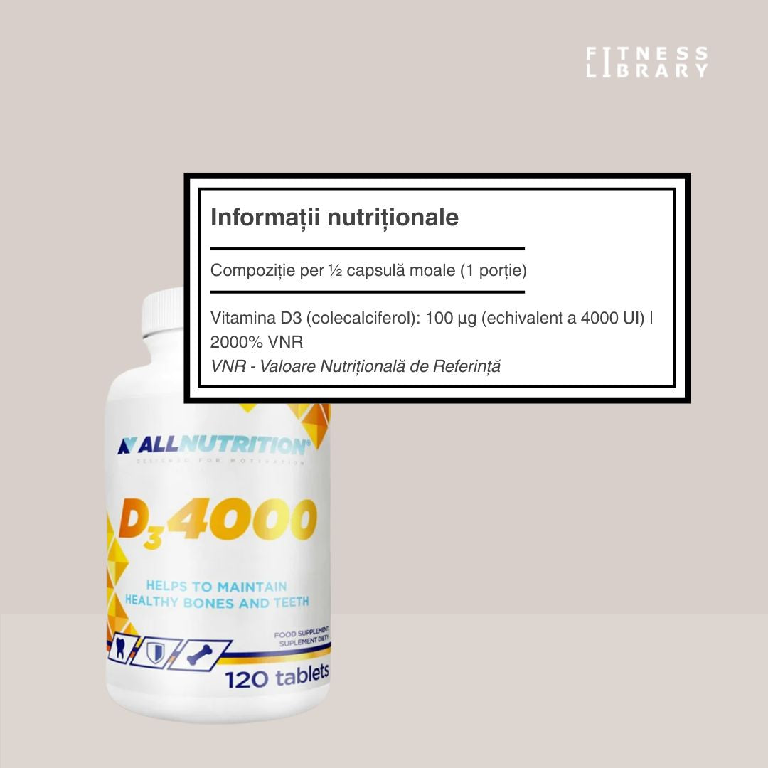 Vitamina D3 ALLNUTRITION: Imunitate puternică, oase sănătoase, vitalitate deplinǎ.