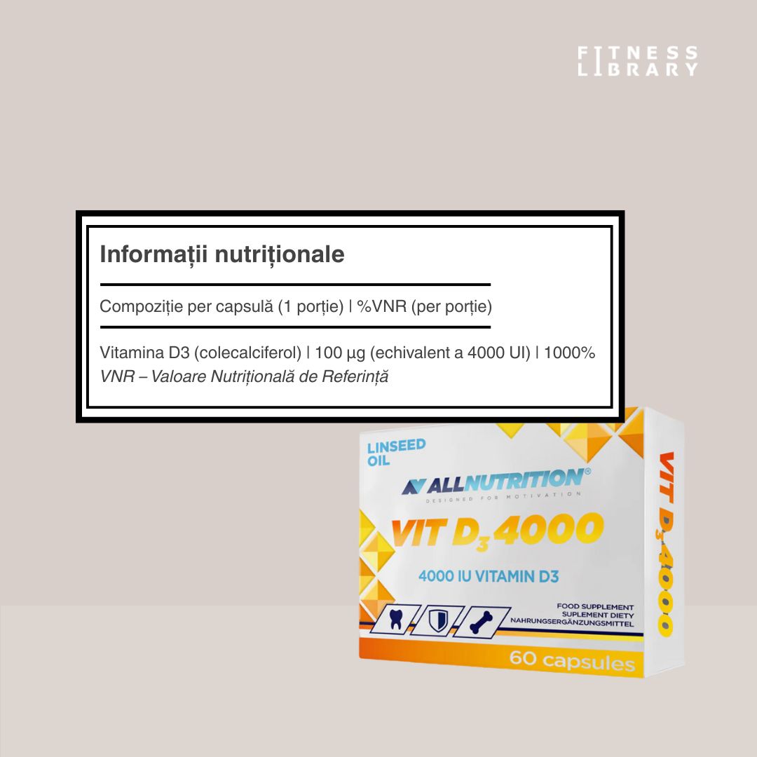 Vitamina D3 AllNutrition: Vitalitate constantă, indiferent de anotimp.