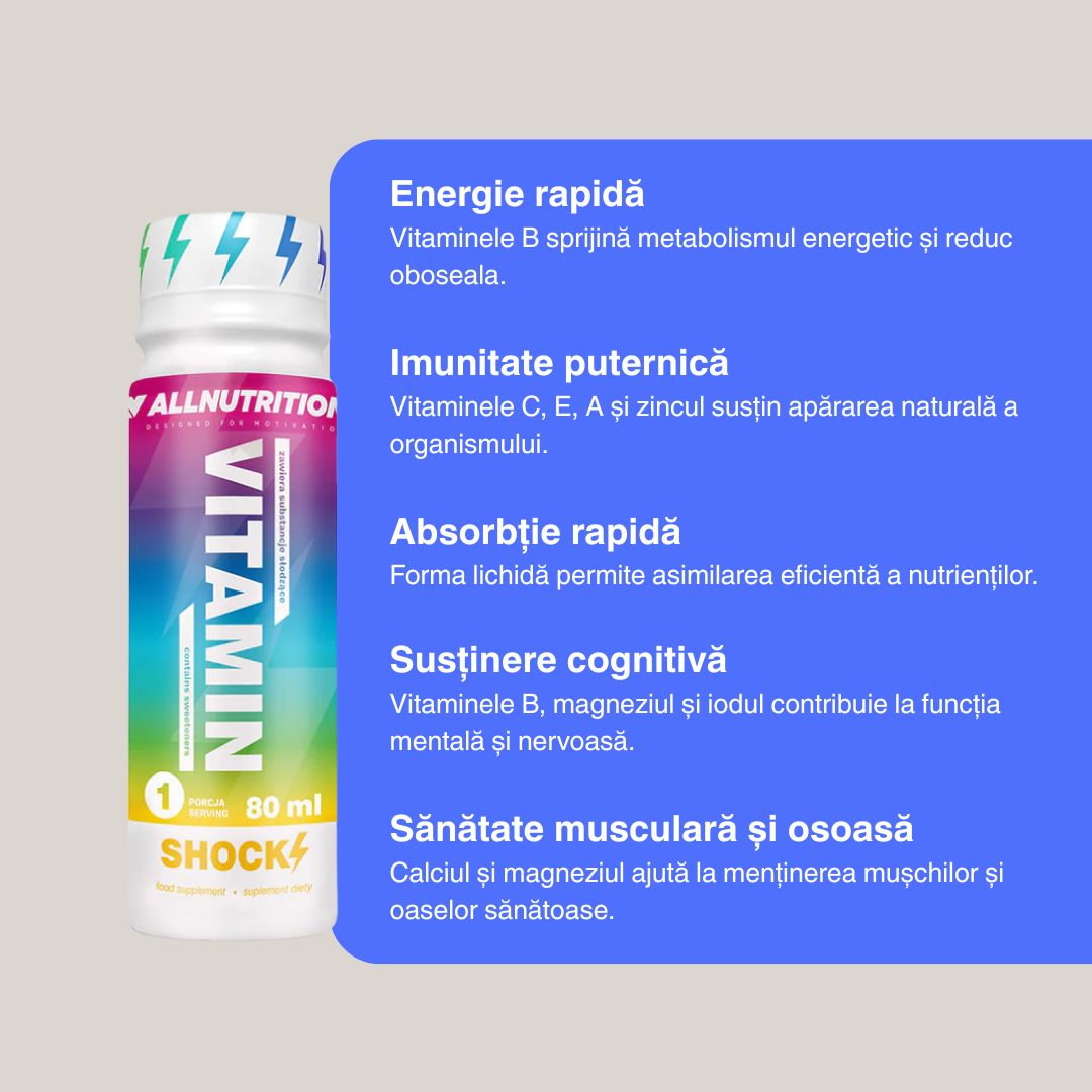 Energie pură cu Vitamin Shock Shot! Vitalitate maximă zilnic. AllNutrition.