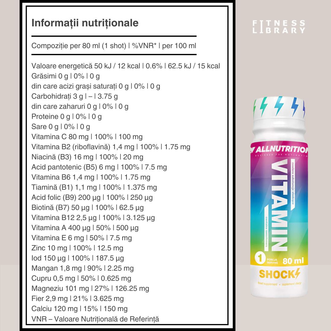 Energie pură pentru performanță de vârf! Vitamin Shock Shot ALLNUTRITION - vitalitate zilnică.