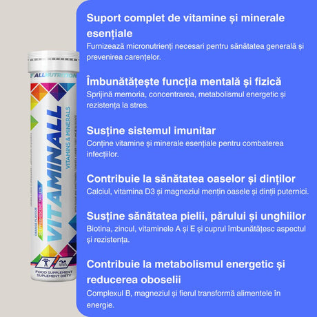 Energie și imunitate amplificate. Complex efervescent ALLNUTRITION.