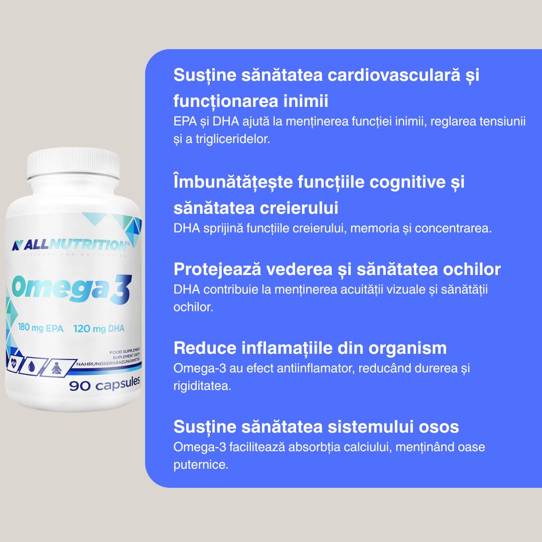 Omega 3 ALLNUTRITION: Claritate mentală și vitalitate vibrantă, zi de zi.