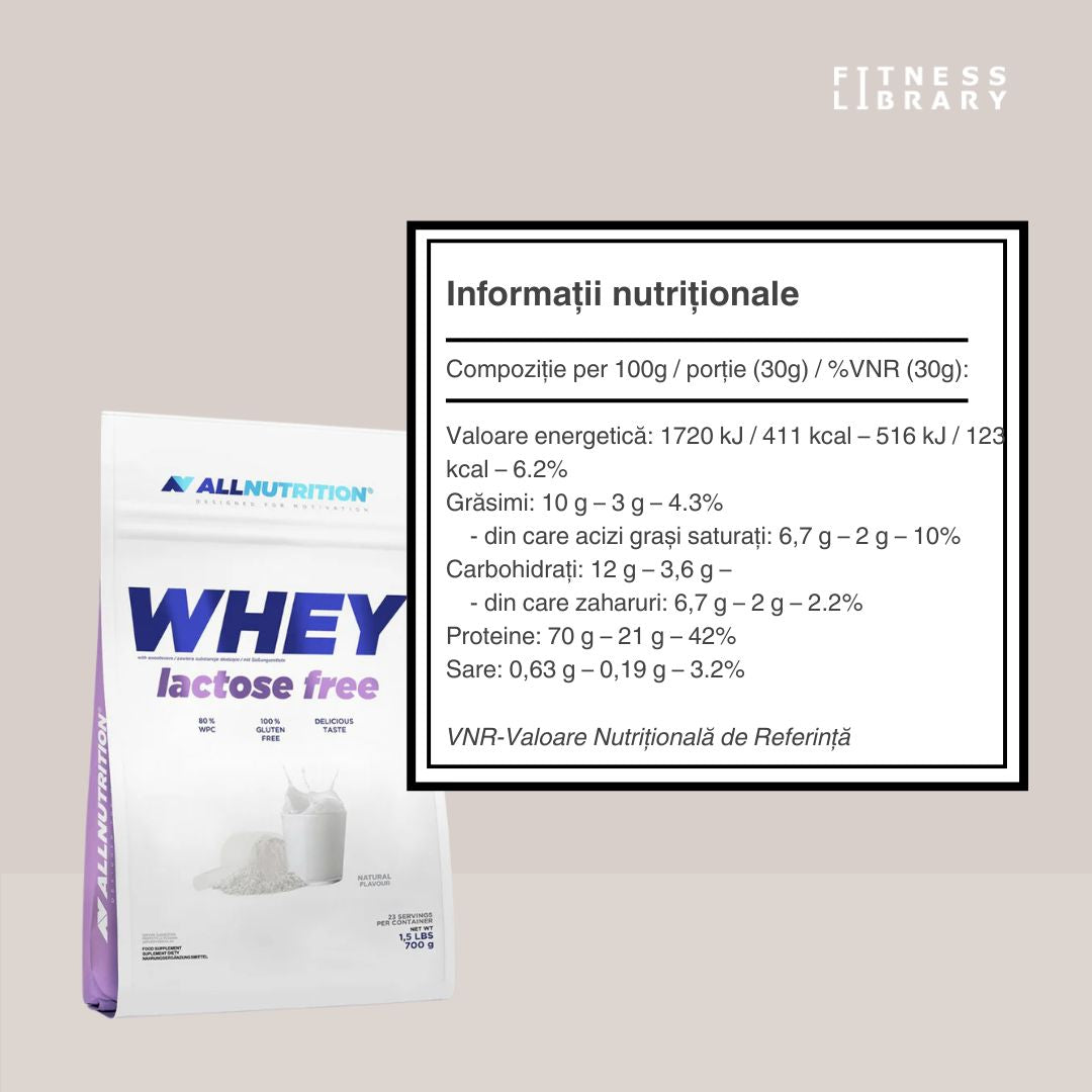 Proteină zer ALLNUTRITION, fără lactoză. Musculatură definită, corp revitalizat. Performanță pură.