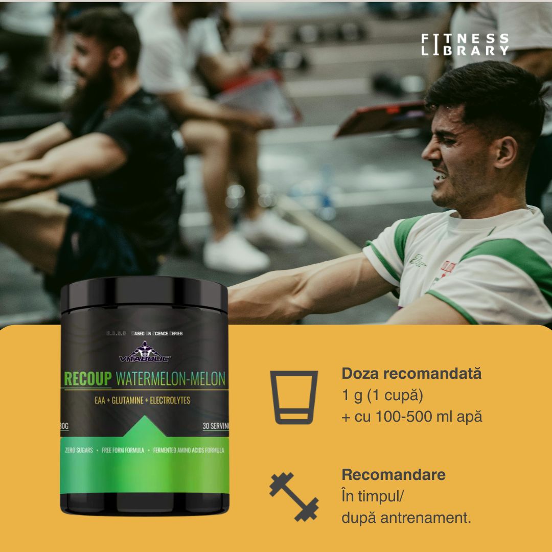 Recuperare musculară rapidă și performanță maximă cu EAA Recoup de la Vitabolic.