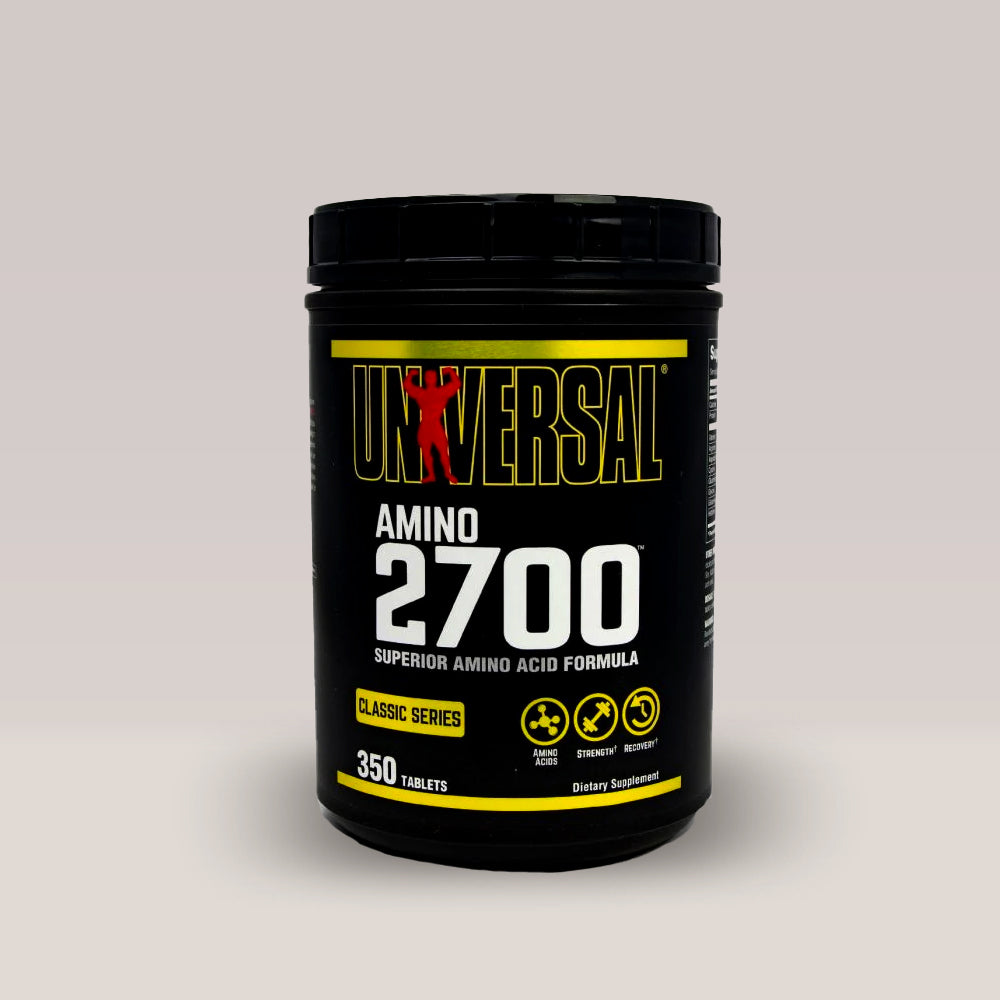 Imagine cu suplimentul de aminoacizi Amino 2700 de la Universal Nutrition, 350 de tablete.