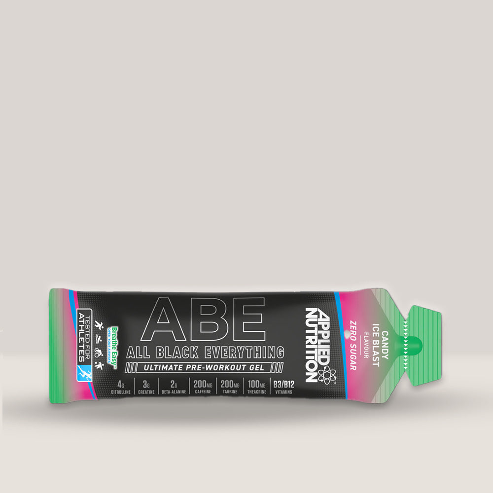 Imagine cu gelul pre-workout ABE (All Black Everything) de la APPLIED NUTRITION. Candy ice blast aroma.