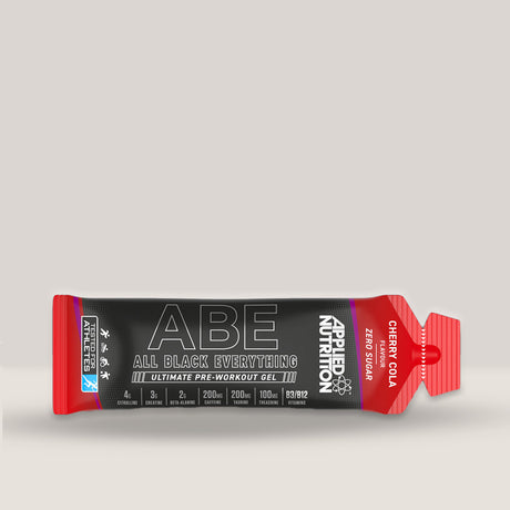 Imagine cu gelul pre-workout ABE (All Black Everything) de la APPLIED NUTRITION. Cherry cola aroma.