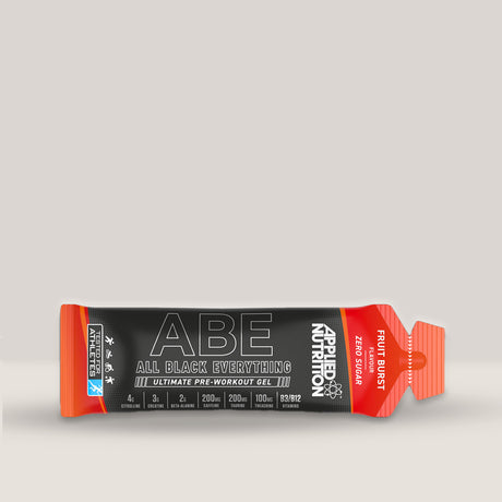 Imagine cu gelul pre-workout ABE (All Black Everything) de la APPLIED NUTRITION. Fruit burst aroma.