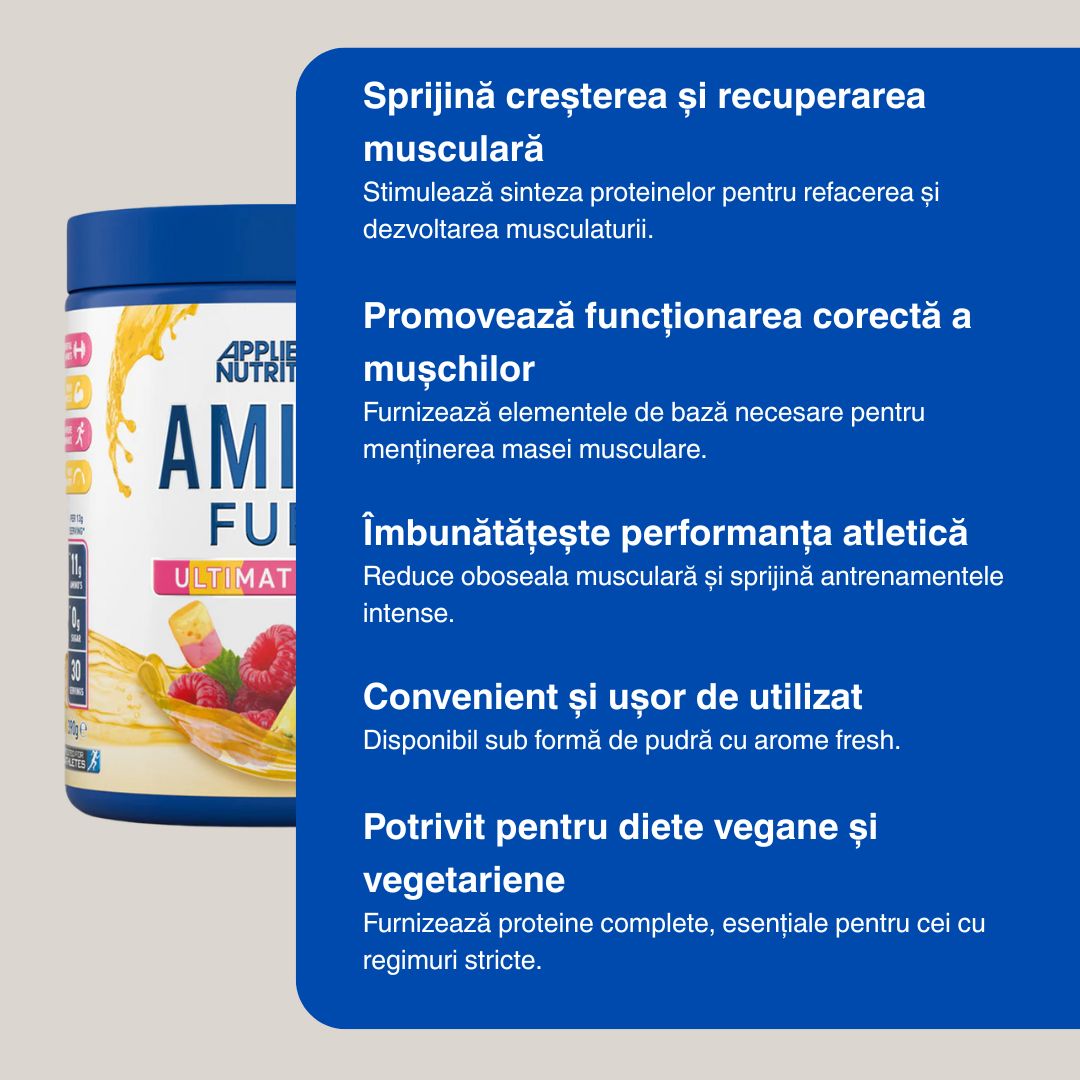 Recuperare rapidă, performanță maximă. APPLIED NUTRITION Amino Fuel.