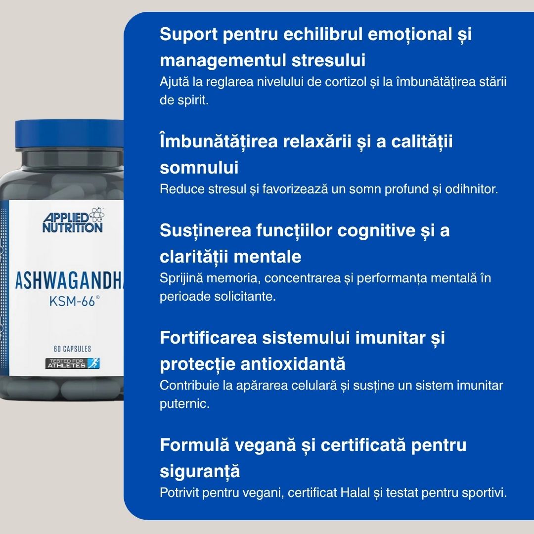 Ashwagandha KSM-66: Energie și serenitate pentru zile pline de viață.