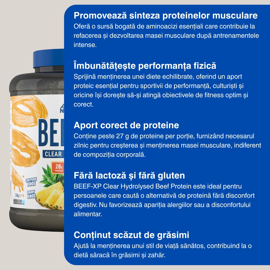 BEEF-XP: Proteină hidrolizată din carne de vită pentru recuperare musculară rapidă și performanță de vârf.