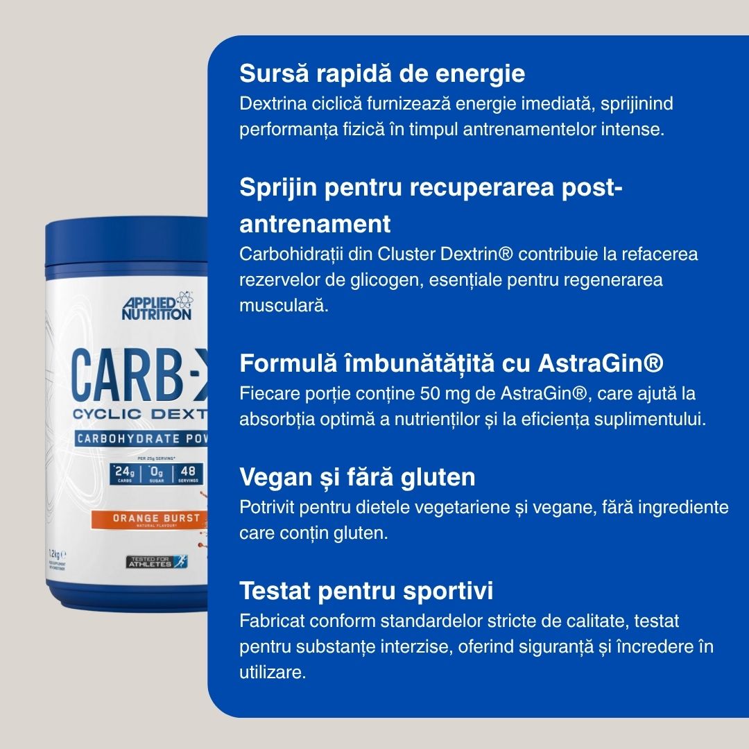 Energie constantă și recuperare rapidă cu Carb X + AstraGin®. Depășește-ți performanța!