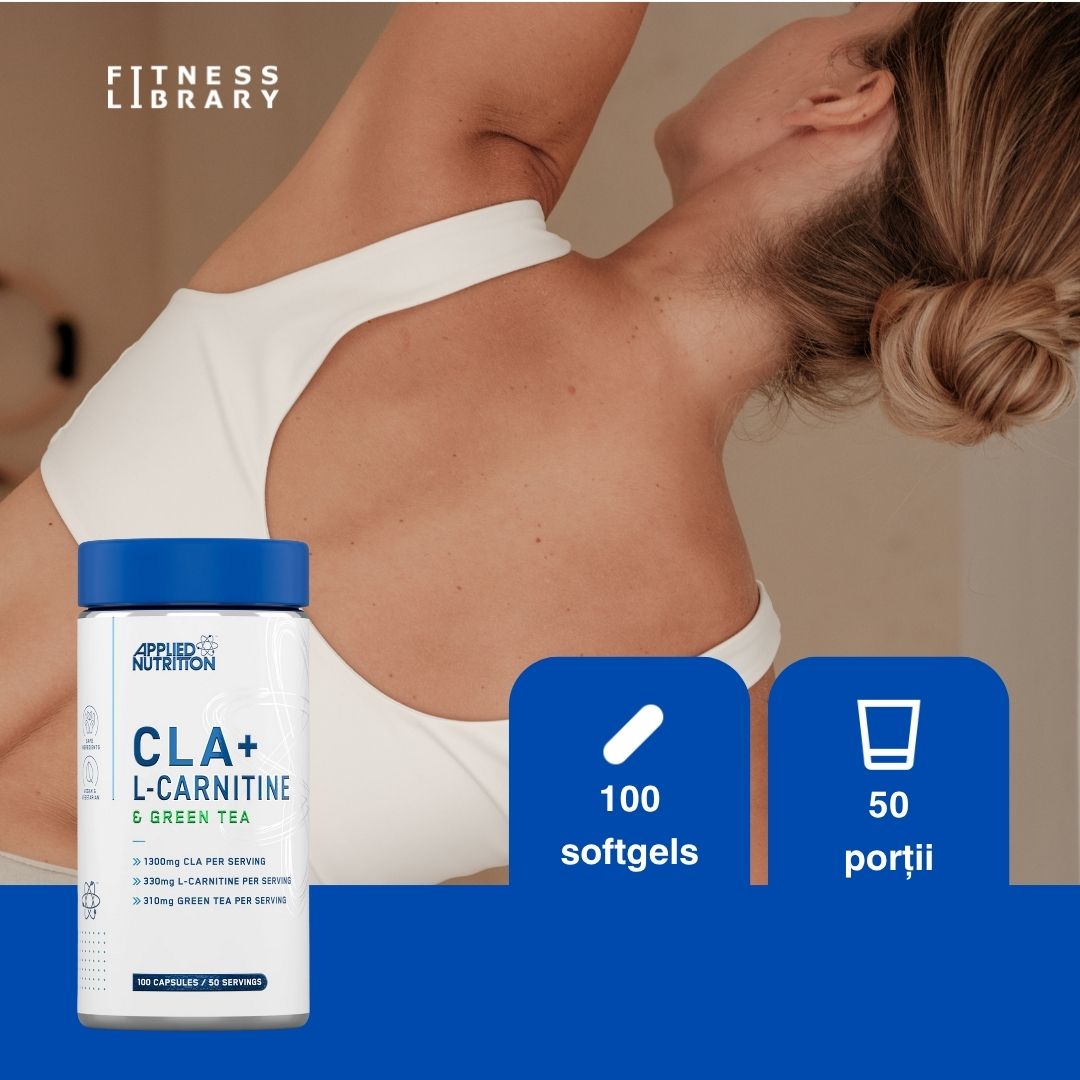 Siluetă ideală cu CLA, L-Carnitină și Ceai Verde. Formulă Applied Nutrition pentru wellness și vitalitate.