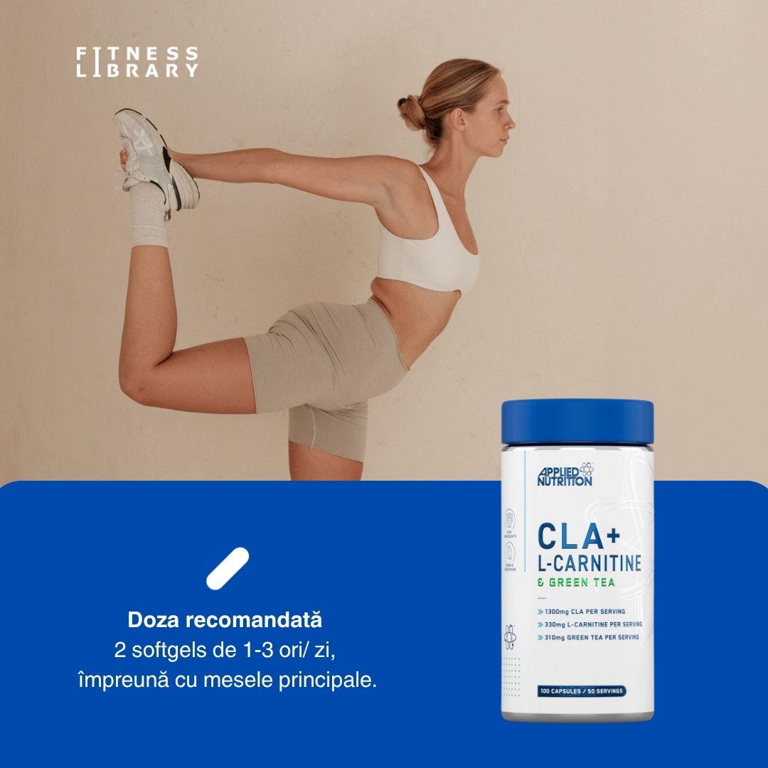 Siluetă ideală cu CLA, L-Carnitină și Ceai Verde. Formula Applied Nutrition pentru vitalitate și încredere.