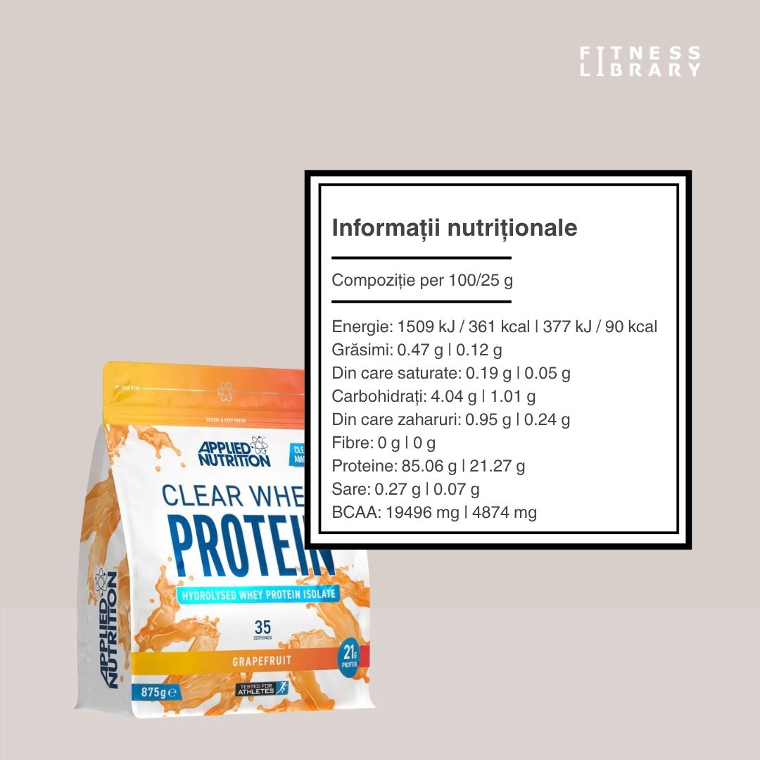 Recuperare rapidă și siluetă sculptată cu Clear Whey de la Applied Nutrition. Gust delicat, performanță maximă.