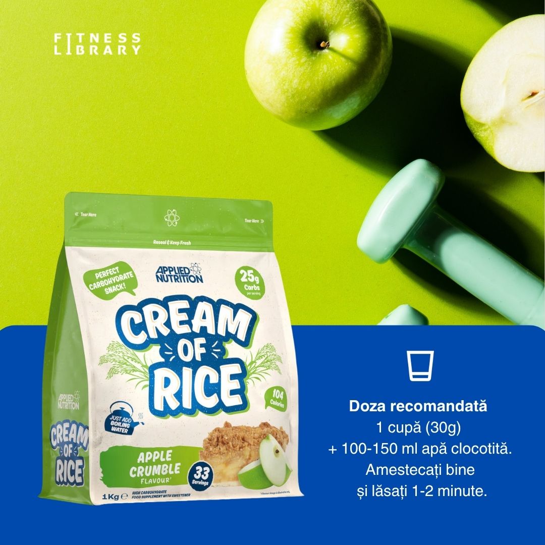 Energie constantă și echilibru interior cu Crema de Orez Applied Nutrition. Performanță de vârf și bunăstare profundă, toată ziua.