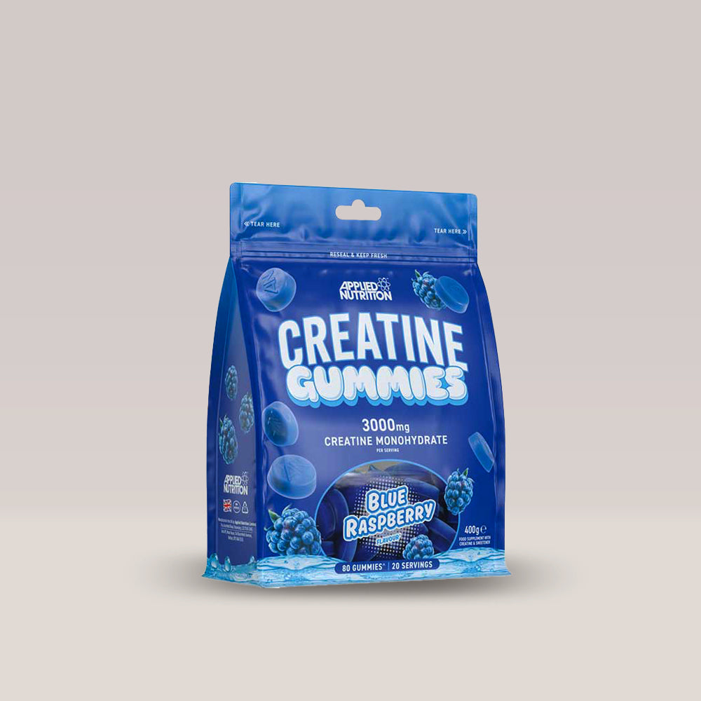 Imagine cu suplimentul cu creatină monohidrat sub formă de gumii de la Applied Nutrition, 20 de serviri. Blue raspberry aroma.