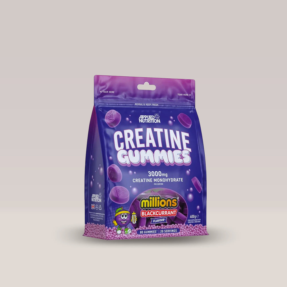 Imagine cu suplimentul cu creatină monohidrat sub formă de gumii de la Applied Nutrition, 20 de serviri. Blackcurrant aroma.